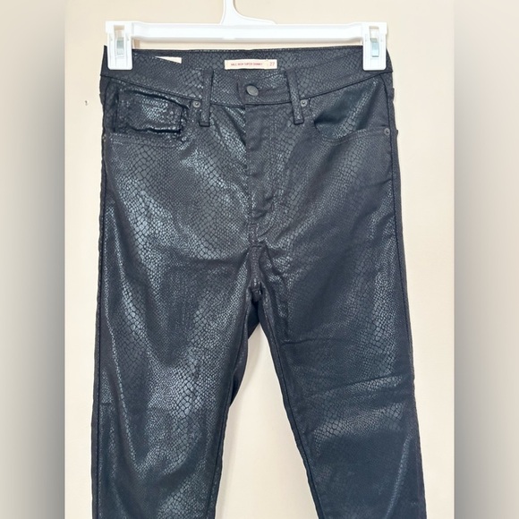 Levi’s Premium Mile High Super Skinny Black Snakeskin Coated Style Jeans - Picture 4 of 10